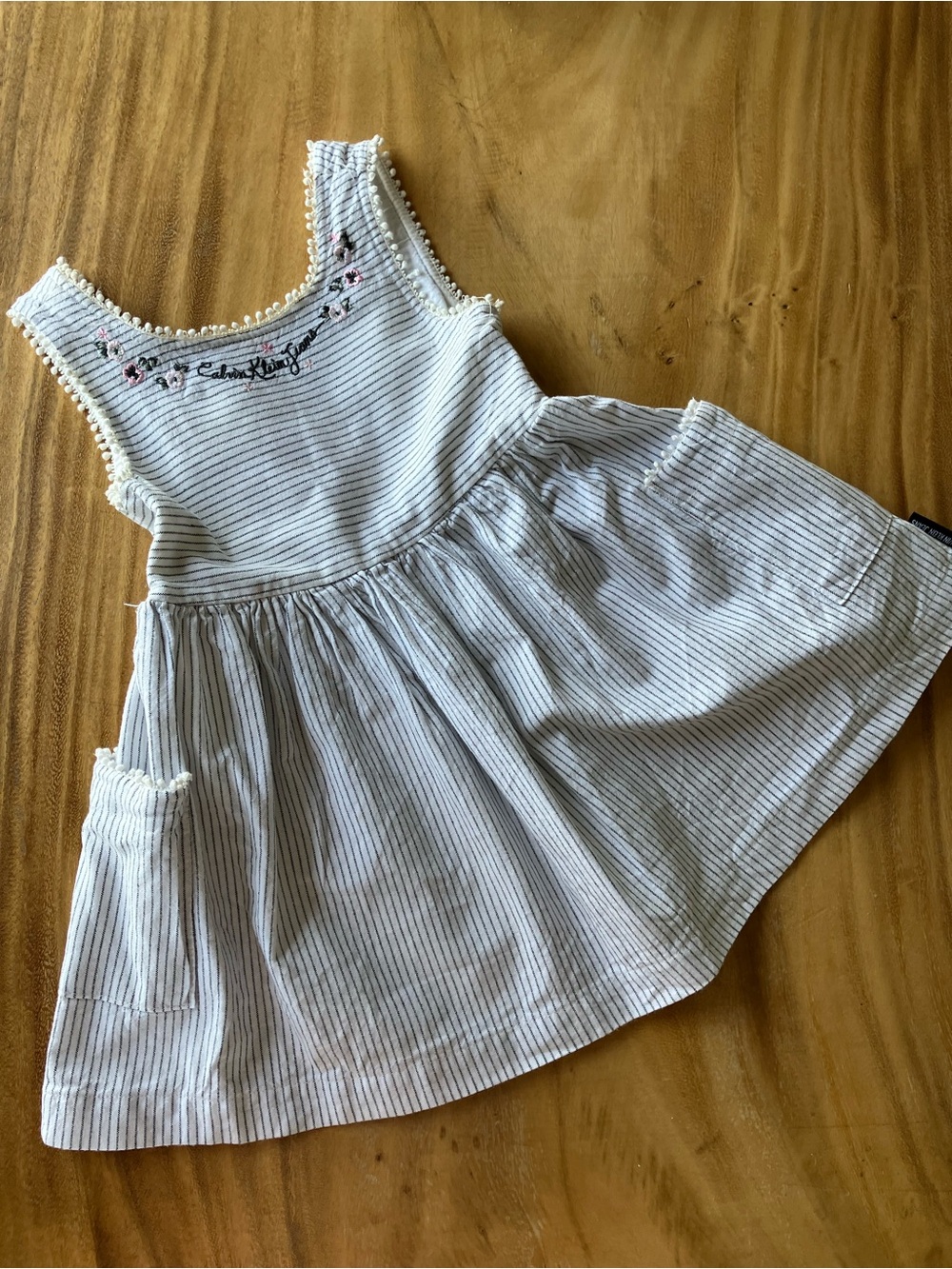 Calvin Klein Striped Sundress with Embroidered Detail (3T)